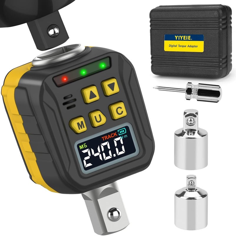 YIYEIE 1/2" Drive Digital Torque Adapter, 12.5-250Ft-lb/17-340 Nm, Color LCD Display, Digital Torque Wrench Adapter with ±2% Accuracy, Torque Wrench Calibration Tool for Torque Meter for Auto,Moto - Image 1